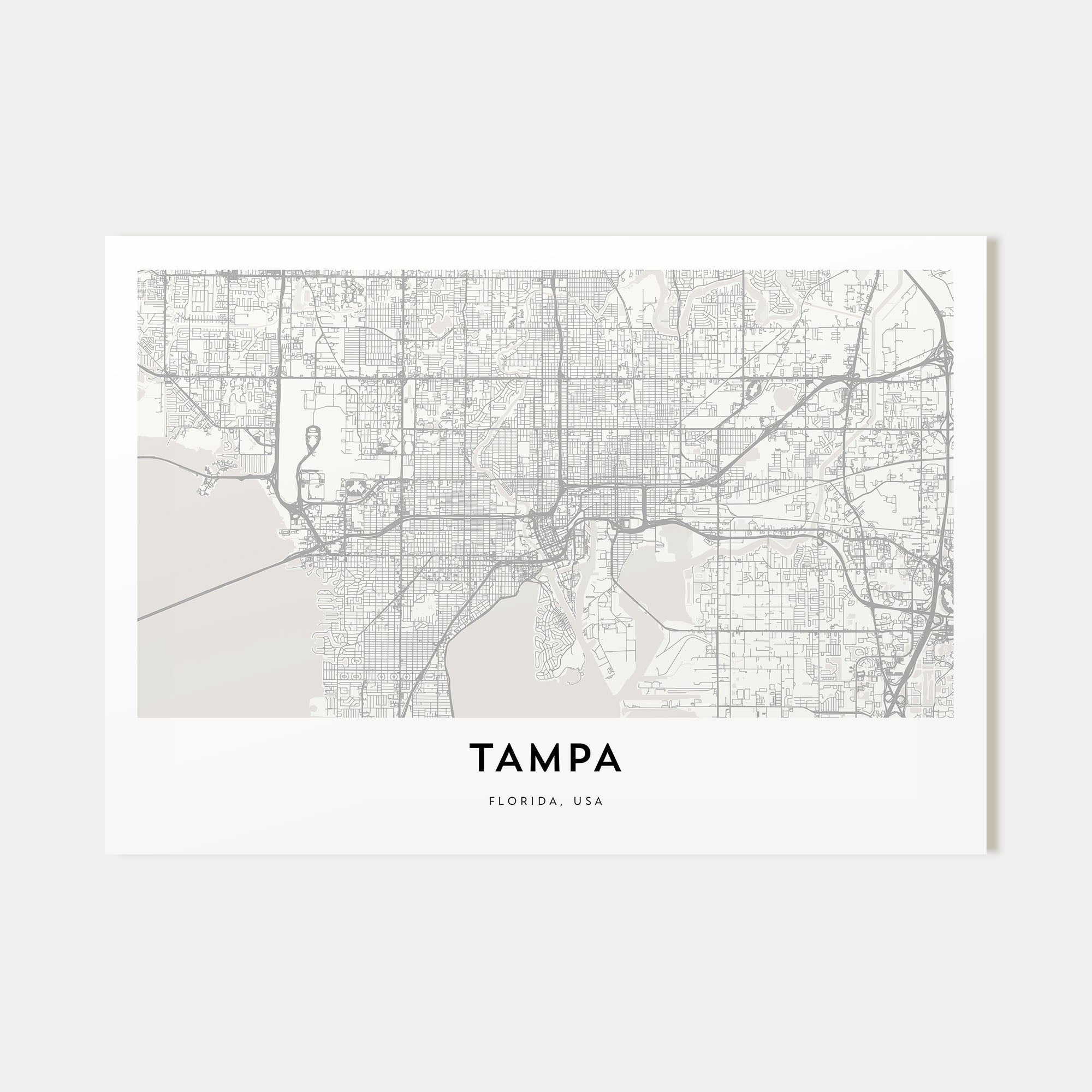Tampa Map Landscape Poster