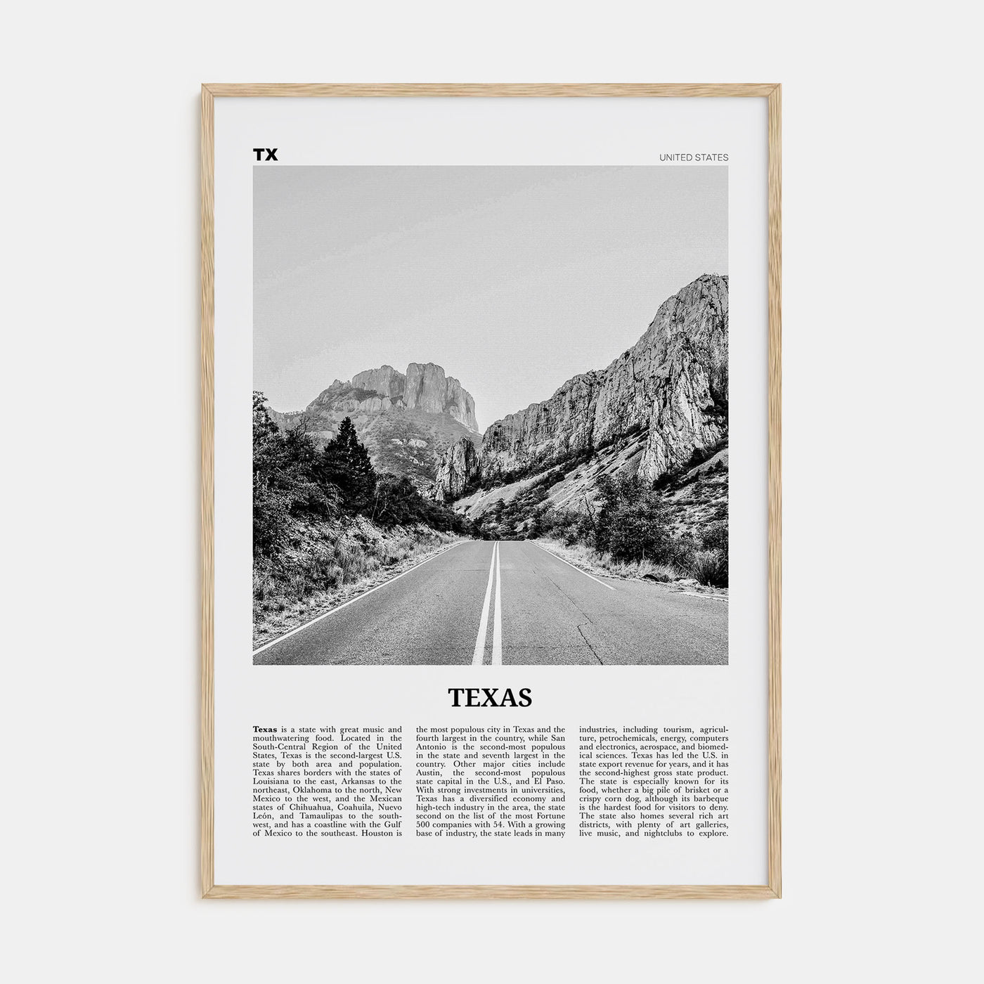 Texas Travel B&W No 1 Poster