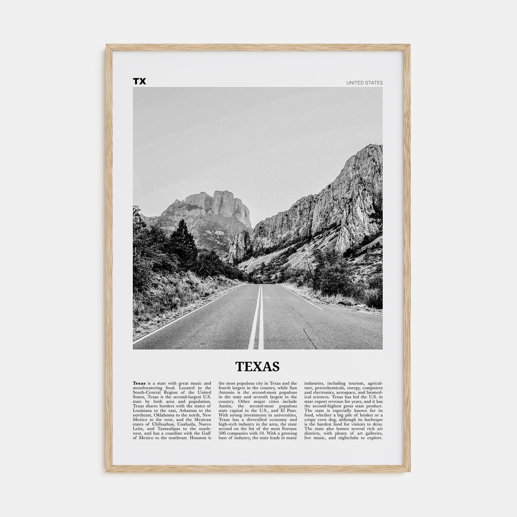 Texas Travel B&W No 1 Poster