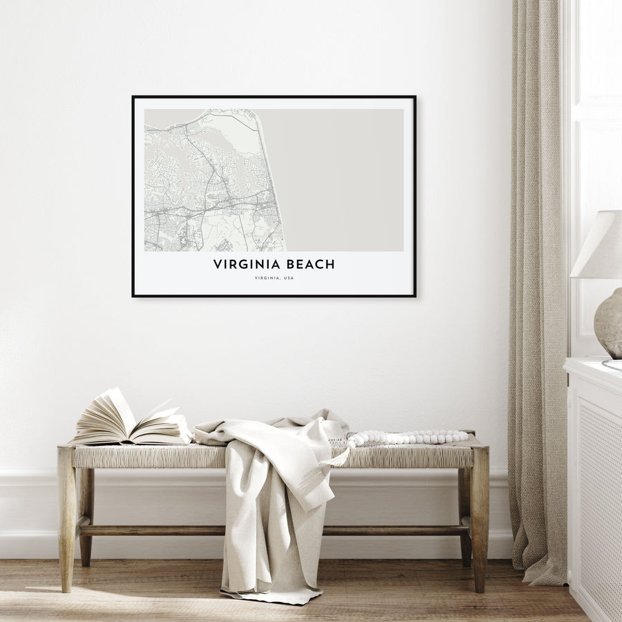 Virginia Beach Map Landscape Poster