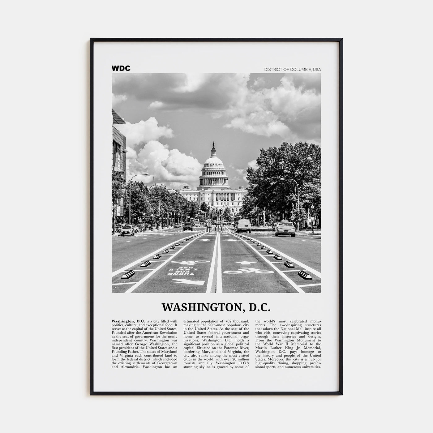 Washington, D.C. Travel B&W No 1 Poster