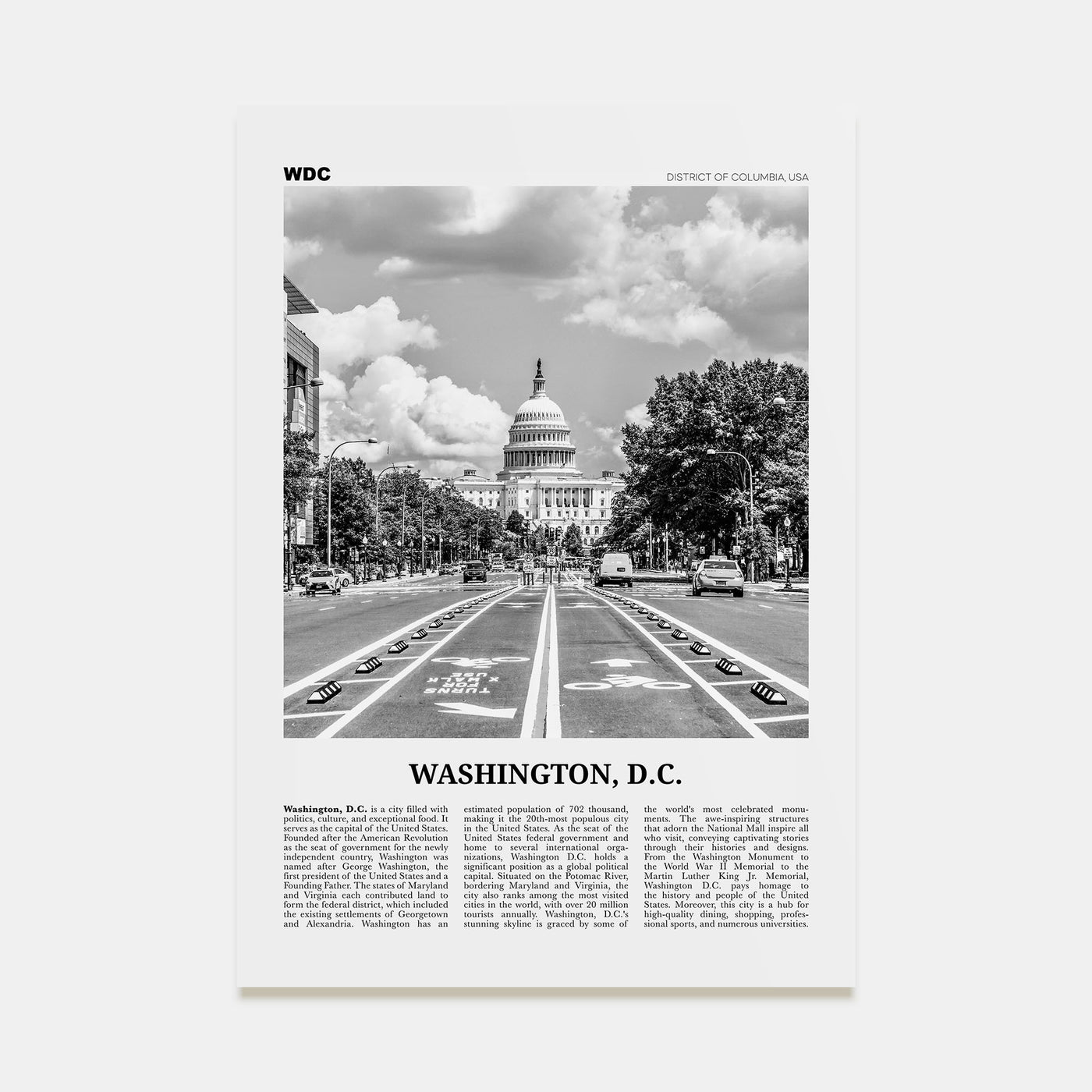 Washington, D.C. Travel B&W No 1 Poster