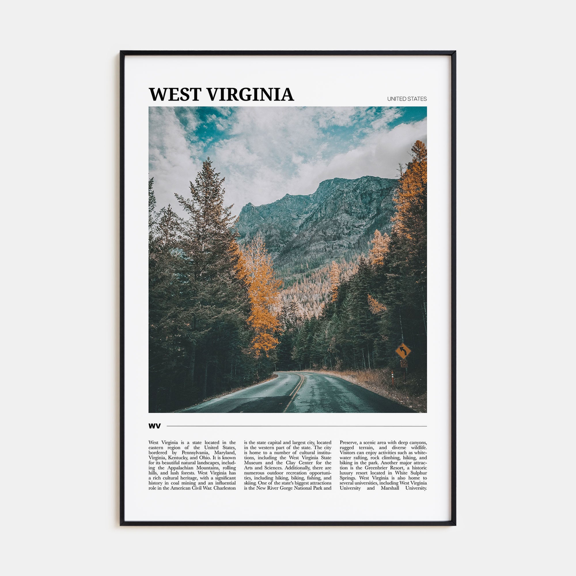 West Virginia Travel Color Poster