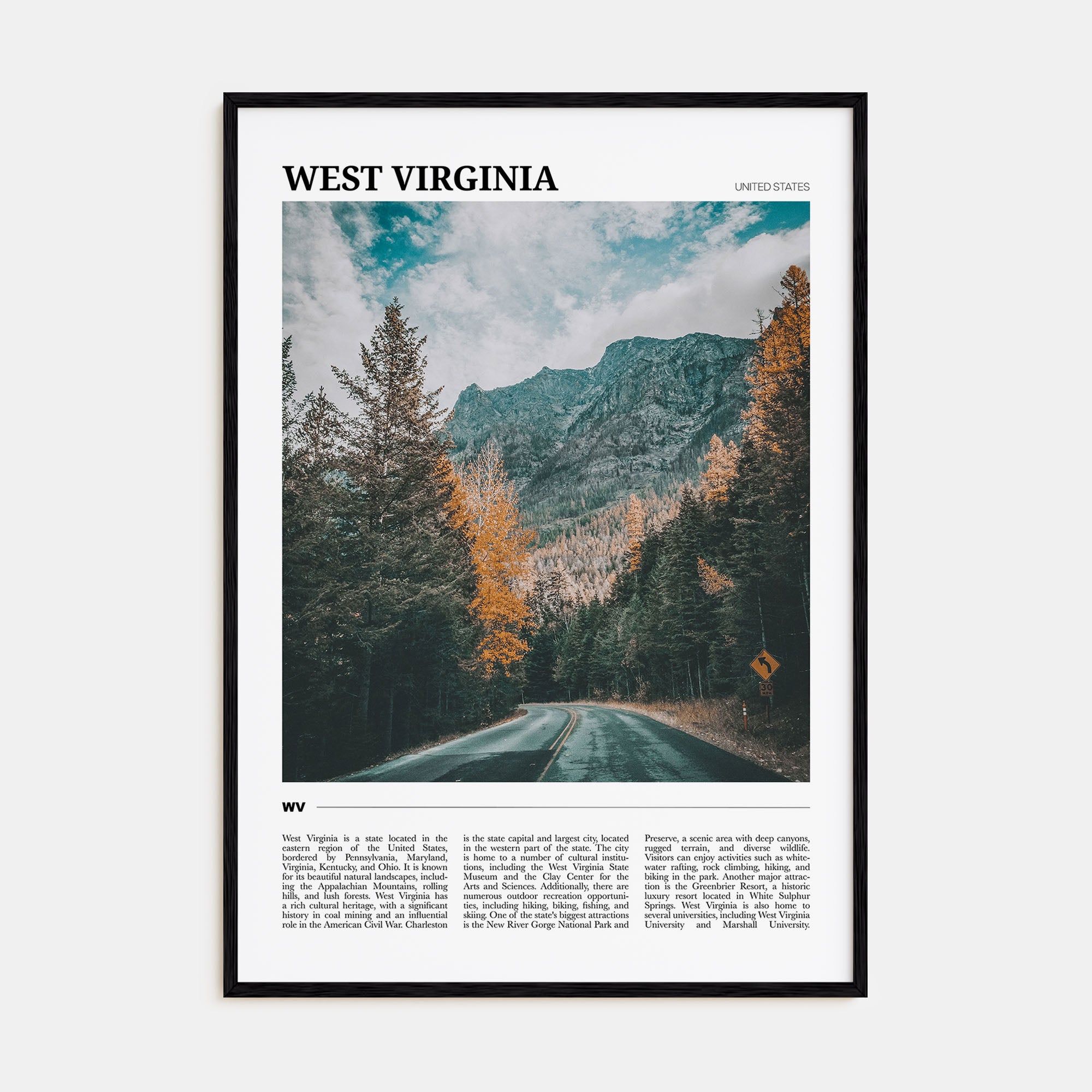 West Virginia Travel Color Poster