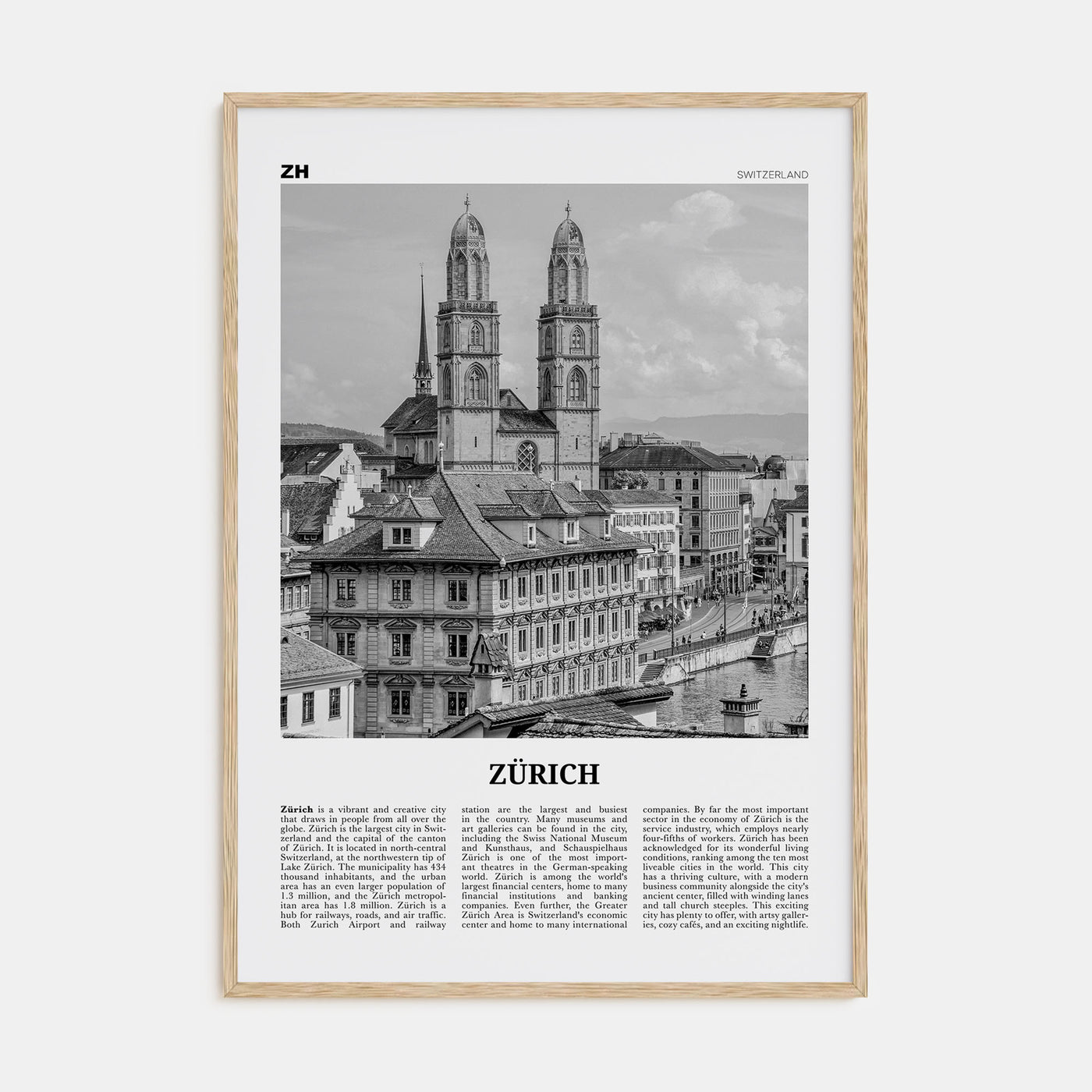 Zürich Travel B&W Poster
