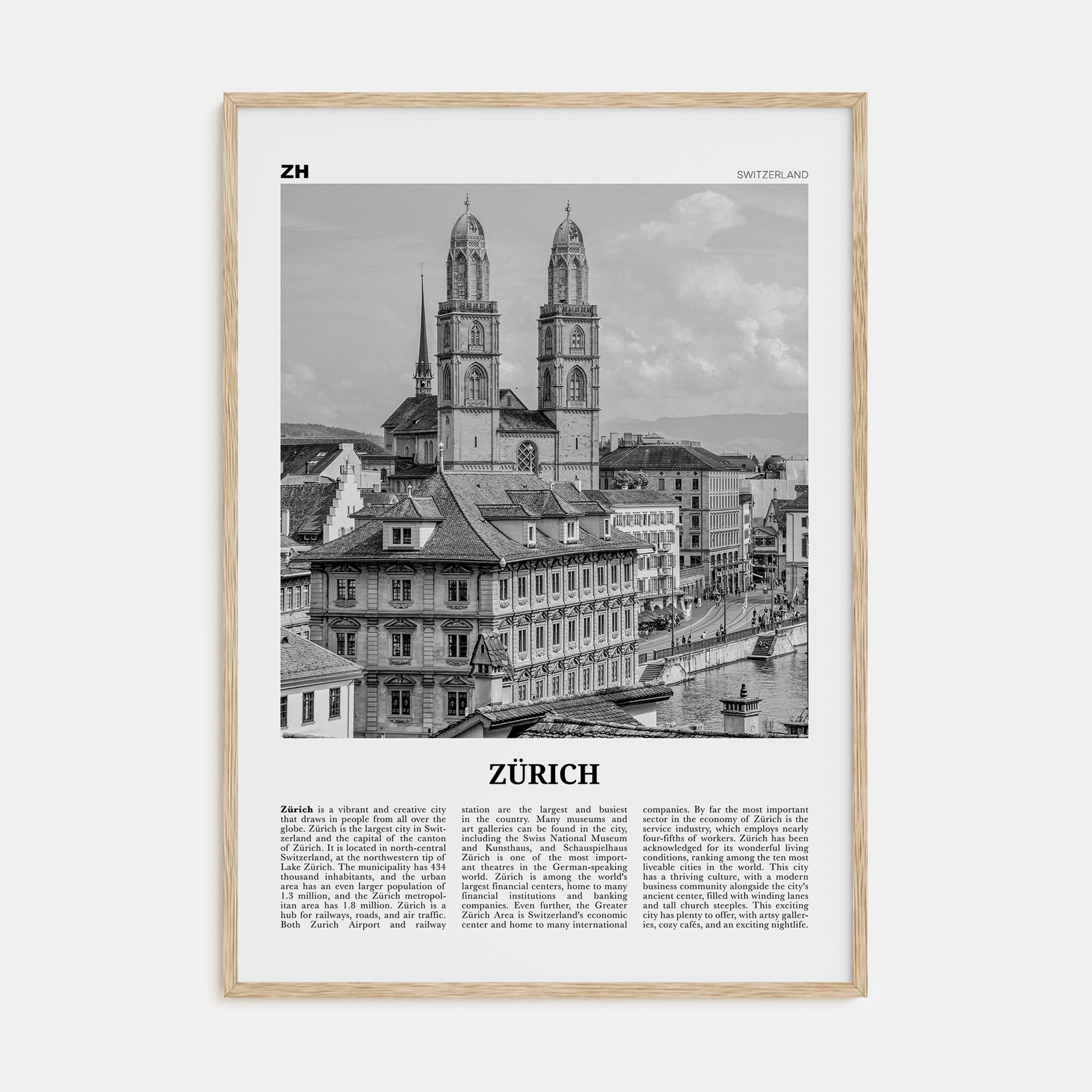 Zürich Travel B&W Poster
