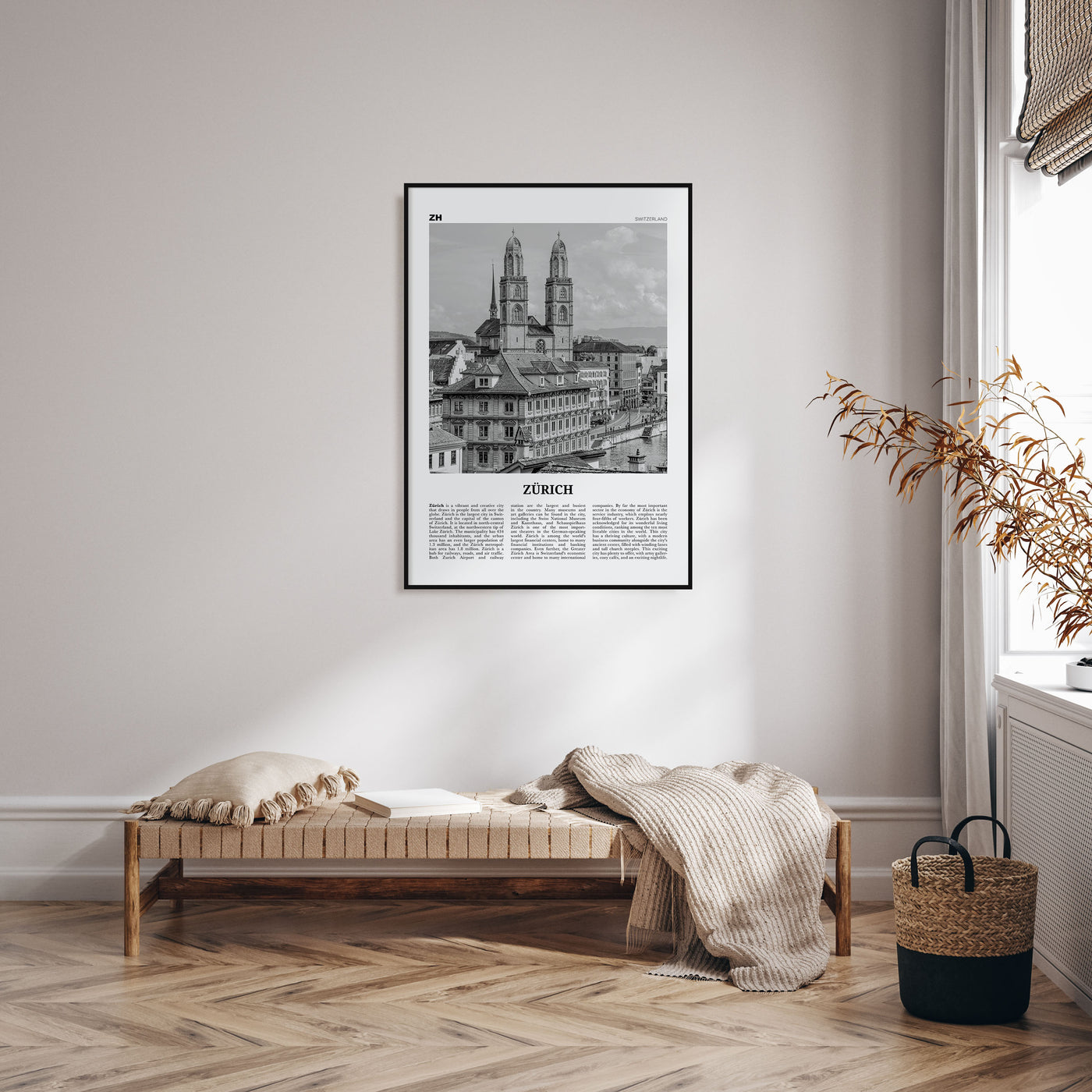 Zürich Travel B&W Poster