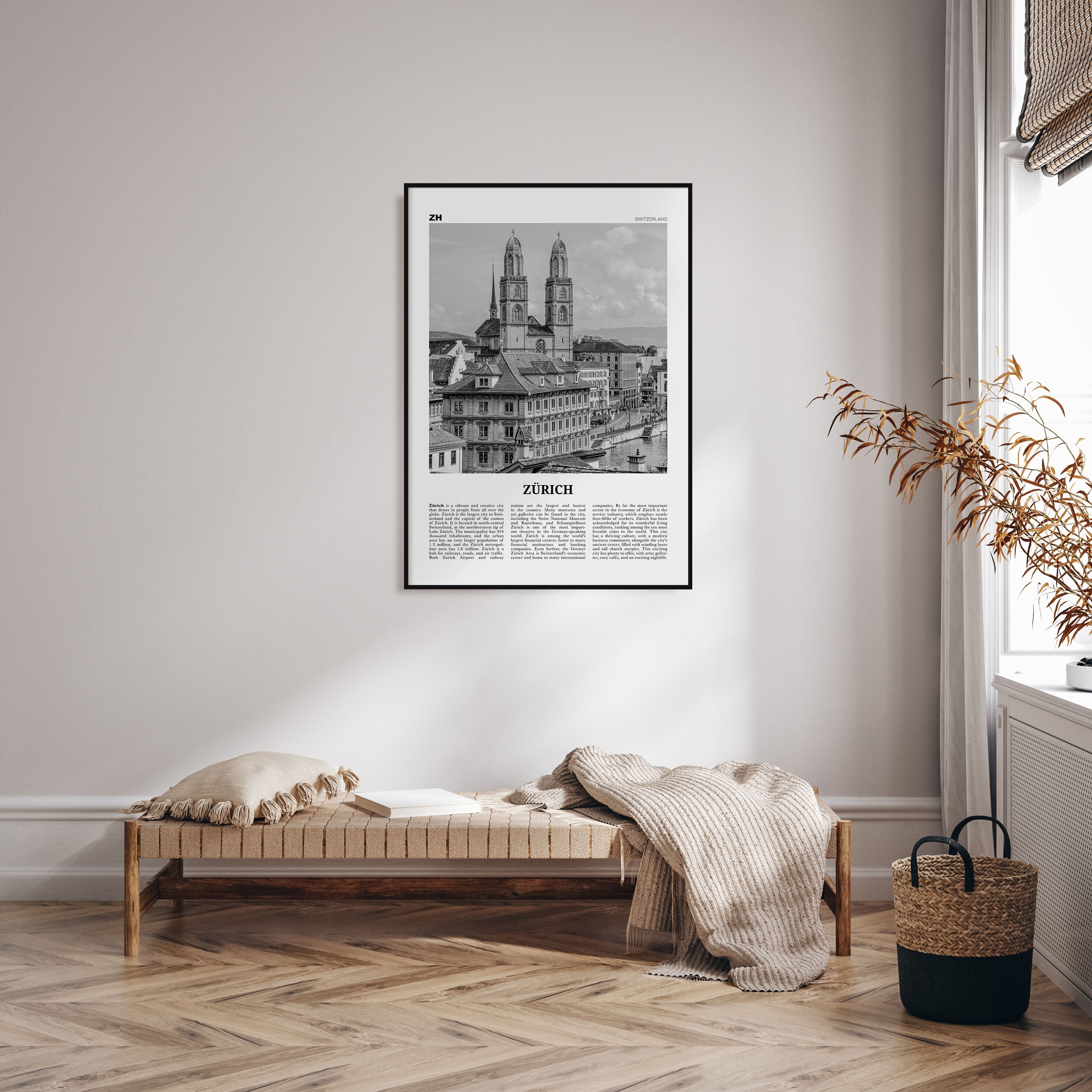 Zürich Travel B&W Poster
