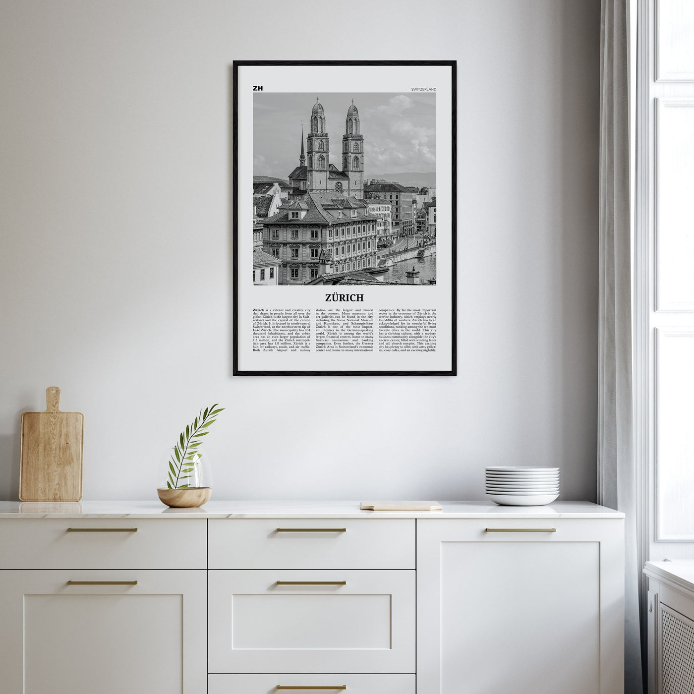 Zürich Travel B&W Poster